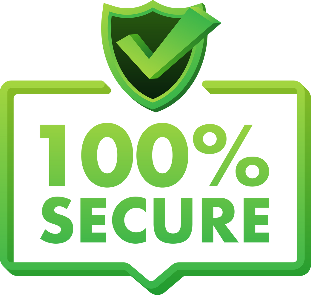 100 Secure grunge vector icon. Badge or button for commerce website. Vector stock illustration.